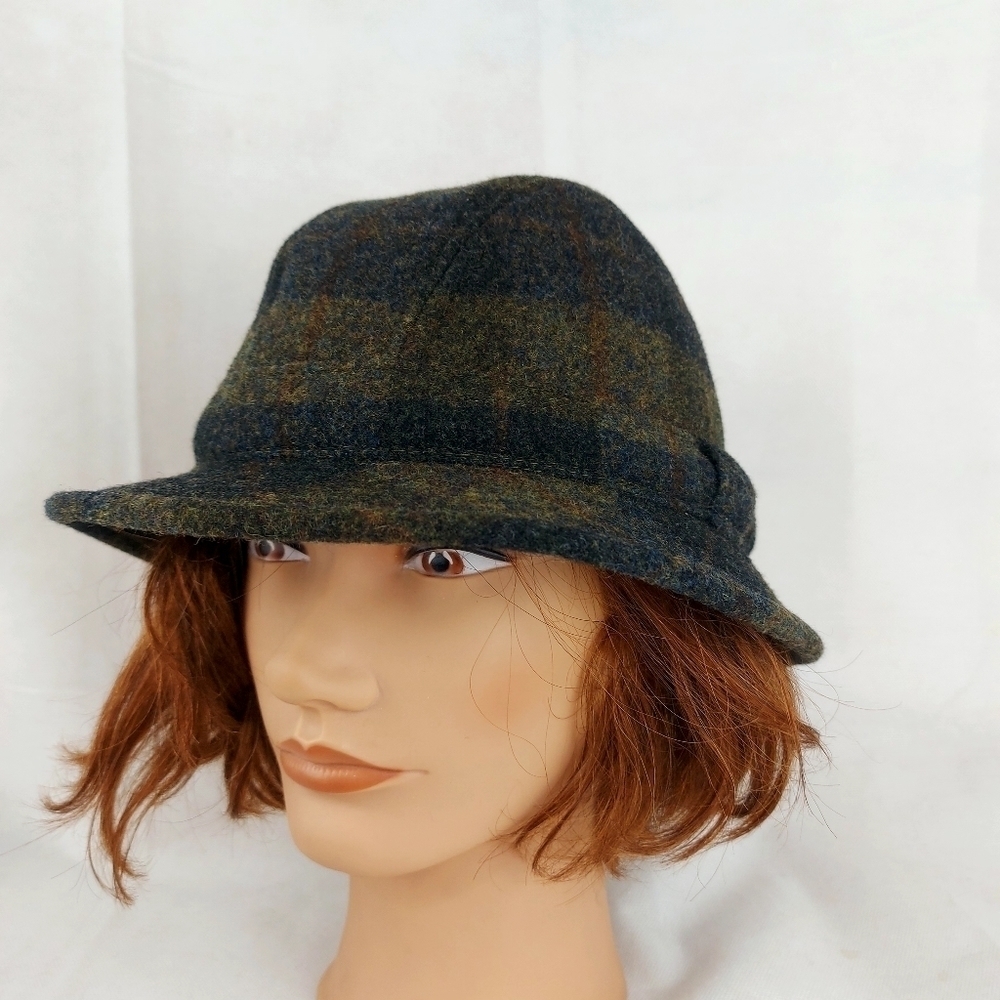 Vintage Fedora plaid hat Cashmere and wool CITY HAT Made in Belgium Size 57cm